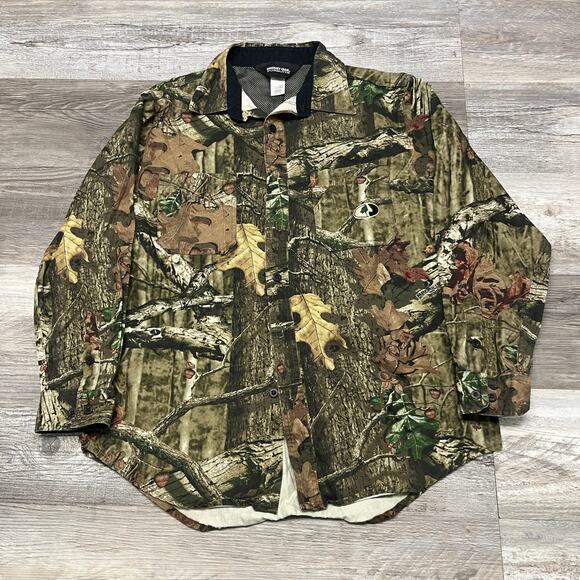 Mossy Oak Shirt Pursuits Camouflage Mens L Mesh Lined Outdoors Button Realtree - Picture 1 of 8